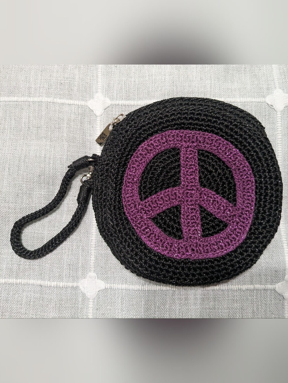 The Sak Peace Sign Crochet Wristlet